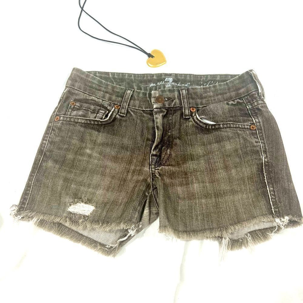 7 For All Mankind Distressed Jean Shorts - Brown